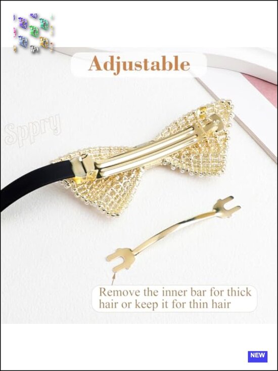 Vintage Pearl Rhinestone Bow Hair Barrette with Cubic Zirconias, Adjustable for
